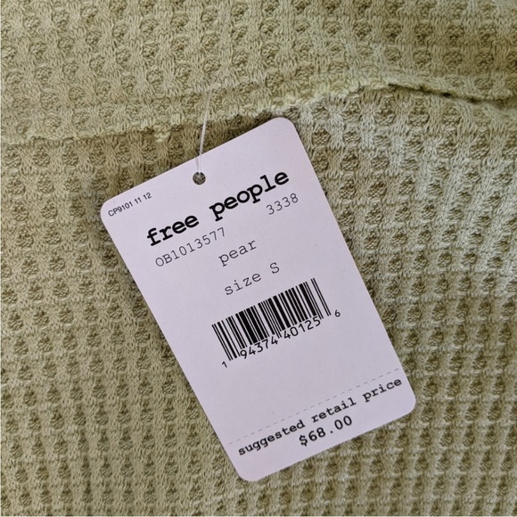 Free People  pear green thermal oversized tunic small new with tags - Picture 4 of 10